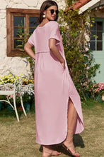 Pink Maxi Dress with Side Slit and Pockets Maxi Dresses