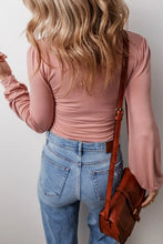 Pink Neck Long Sleeve Top and Blue Jeans Set for Women