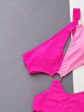 Pink One-Shoulder Ring Detail Swimsuit Swimwear