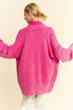 Pink Dani shawl collar ribbed knit oversized corduroy jacket
