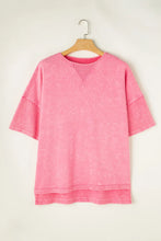 Pink Oversized Short Sleeve Cotton Blend T-Shirt for Women Blush Pink