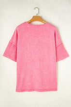 Pink Oversized Short Sleeve Cotton Blend T-Shirt for Women
