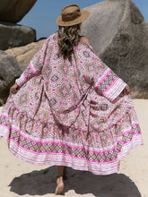 Pink Paisley Print Kimono Beach Cover-Up for Women Swimwear Cover-Ups