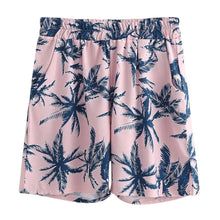 Pink Palm Tree Print Men's Two Piece Shirt and Shorts Set