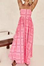 Pink Patterned Maxi Sundress with Ruched and Smocked Details Maxi Dresses