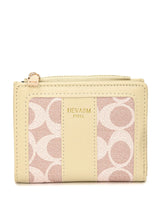 Pink Patterned Mini PU Leather Wallet with Size Conversion Details Cream One Size