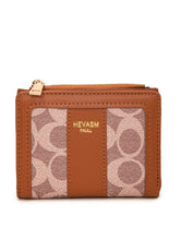 Pink Patterned Mini PU Leather Wallet with Size Conversion Details Caramel One Size