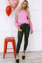 Pearl Round Neck Dropped Shoulder Sweatshirt Woman Sweatshirts