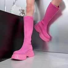 Pink Platform Knee High Boots for Women