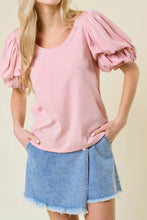 Pink Puff Sleeve Top with Denim Skort for Women Blush Pink