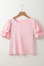 Pink Puff Sleeve Top with Denim Skort for Women