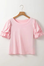 Pink Puff Sleeve Top with Denim Skort for Women Woman T Shirts