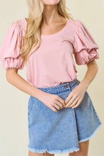 Pink Puff Sleeve Top with Denim Skort for Women Woman T Shirts