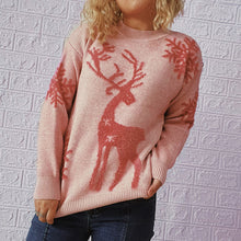 Pink Reindeer Snowflake Sweater with Long Sleeve Length Blush Pink