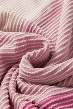 Pink Ribbed Colorblock Short Sleeve Top for Women Woman T Shirts