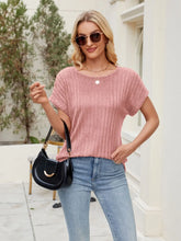 Pink Ribbed Knit Top for Women with Stretchy Rayon Blend Burnt Coral