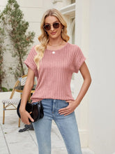 Pink Ribbed Knit Top for Women with Stretchy Rayon Blend