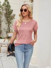 Pink Ribbed Knit Top for Women with Stretchy Rayon Blend