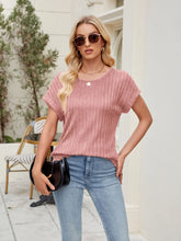 Pink Ribbed Knit Top for Women with Stretchy Rayon Blend