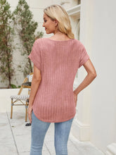 Pink Ribbed Knit Top for Women with Stretchy Rayon Blend