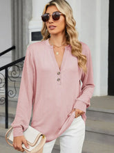 Pink Ribbed Long Sleeve Buttoned Top for Women