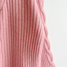 Pink Ribbed Zip Long Sleeve Sweater for Women