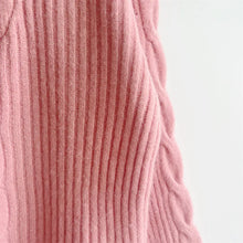 Pink Ribbed Zip Long Sleeve Sweater for Women Sweater Pullovers