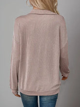 Pink Ribbed Zip-Up Collared Long Sleeve Shirt for Women Woman T Shirts