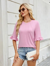 Pink Ruffle Sleeve Top for Women Pink Woman T Shirts