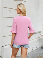 Pink Ruffle Sleeve Top for Women Woman T Shirts