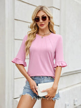 Pink Ruffle Sleeve Top for Women