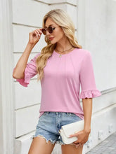 Pink Ruffle Sleeve Top for Women Woman T Shirts