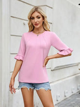Pink Ruffle Sleeve Top for Women Woman T Shirts