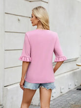 Pink Ruffle Sleeve Top for Women Woman T Shirts