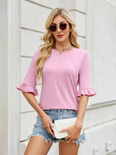 Pink Ruffle Sleeve Top for Women Woman T Shirts