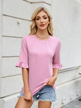 Pink Ruffle Sleeve Top for Women Woman T Shirts