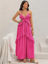 Pink Ruffled Halter Maxi Dress in Viscose Maxi Dresses