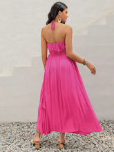 Pink Ruffled Halter Maxi Dress in Viscose