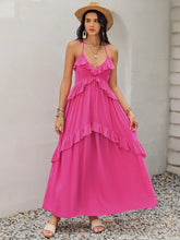 Pink Ruffled Halter Maxi Dress in Viscose