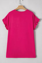 Pink Ruffled Sleeve Dress and Colorful Striped T Shirts for Women