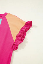 Pink Ruffled Sleeve Dress and Colorful Striped T Shirts for Women Woman T Shirts