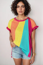 Pink Ruffled Sleeve Dress and Colorful Striped T Shirts for Women