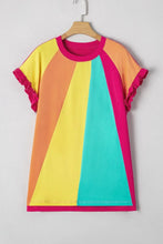 Pink Ruffled Sleeve Dress and Colorful Striped T Shirts for Women