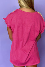 Pink Ruffled Sleeve Dress and Colorful Striped T Shirts for Women