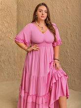 Pink Tiered Ruffle Maxi Dress
