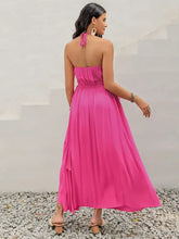 Pink Ruffled Halter Maxi Dress in Viscose Maxi Dresses
