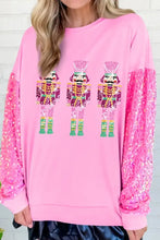 Sequin Nutcracker Dropped Shoulder Sweatshirt Pink Woman Sweatshirts