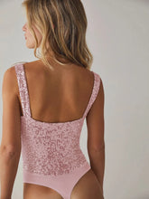 Pink Sequined V Neck Bodysuit for Women