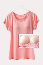 Pink Short Sleeve T-Shirt with Built-In Bra Cups Champagne Powder
