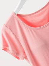 Pink Short Sleeve T-Shirt with Built-In Bra Cups